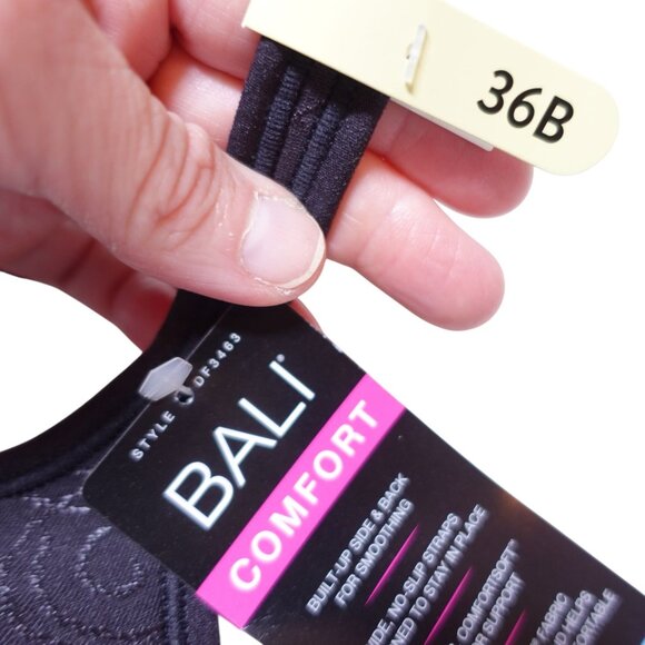NWT Bali Comfort Revolution Wireless Bra Sz 36B Black Swirl Full Coverage DF3463 - Picture 5 of 8